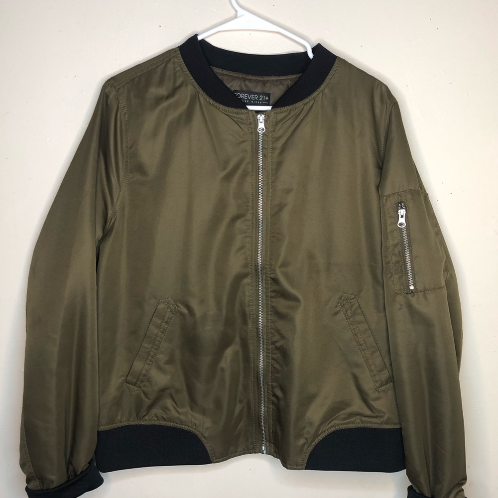 Olive green padded bomber jacket